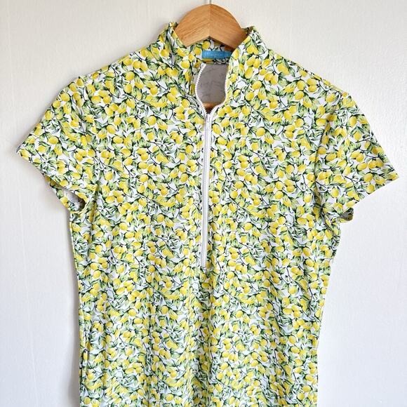 J McLaughlin Yanna Dress Catalina Cloth Lemon Print Half Zip Small Preppy Tennis - Picture 3 of 10